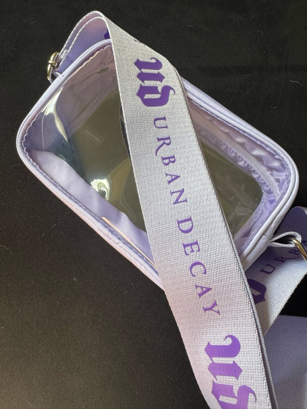Urban Decay Clear Crossbody Bag Purple Logo Makeup Travel Festival Stadium